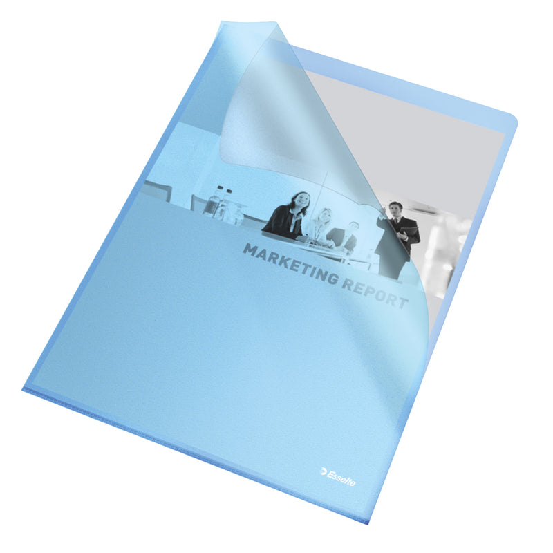 Mapă protecție A4 tip L albastră 105 microni 25/set marca Esselte, mapă din plastic pentru documente