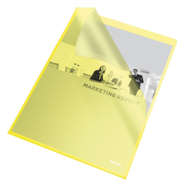 Mapă protecție A4 tip L galben 105 microni 25/set marca Esselte, mapă din plastic pentru documente