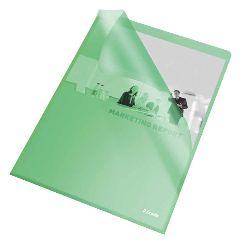 Mapă protecție A4 tip L verde 105 microni 25/set marca Esselte, mapă din plastic pentru documente