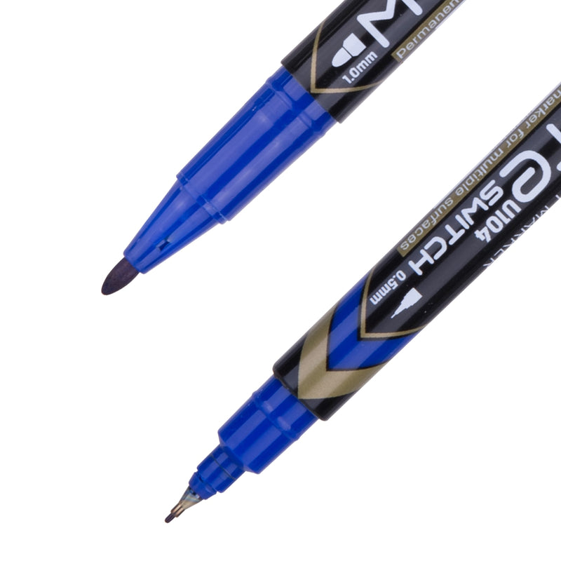 Marker Permanent CD cu 2 Capete 0,5/1 mm Albastru Deli