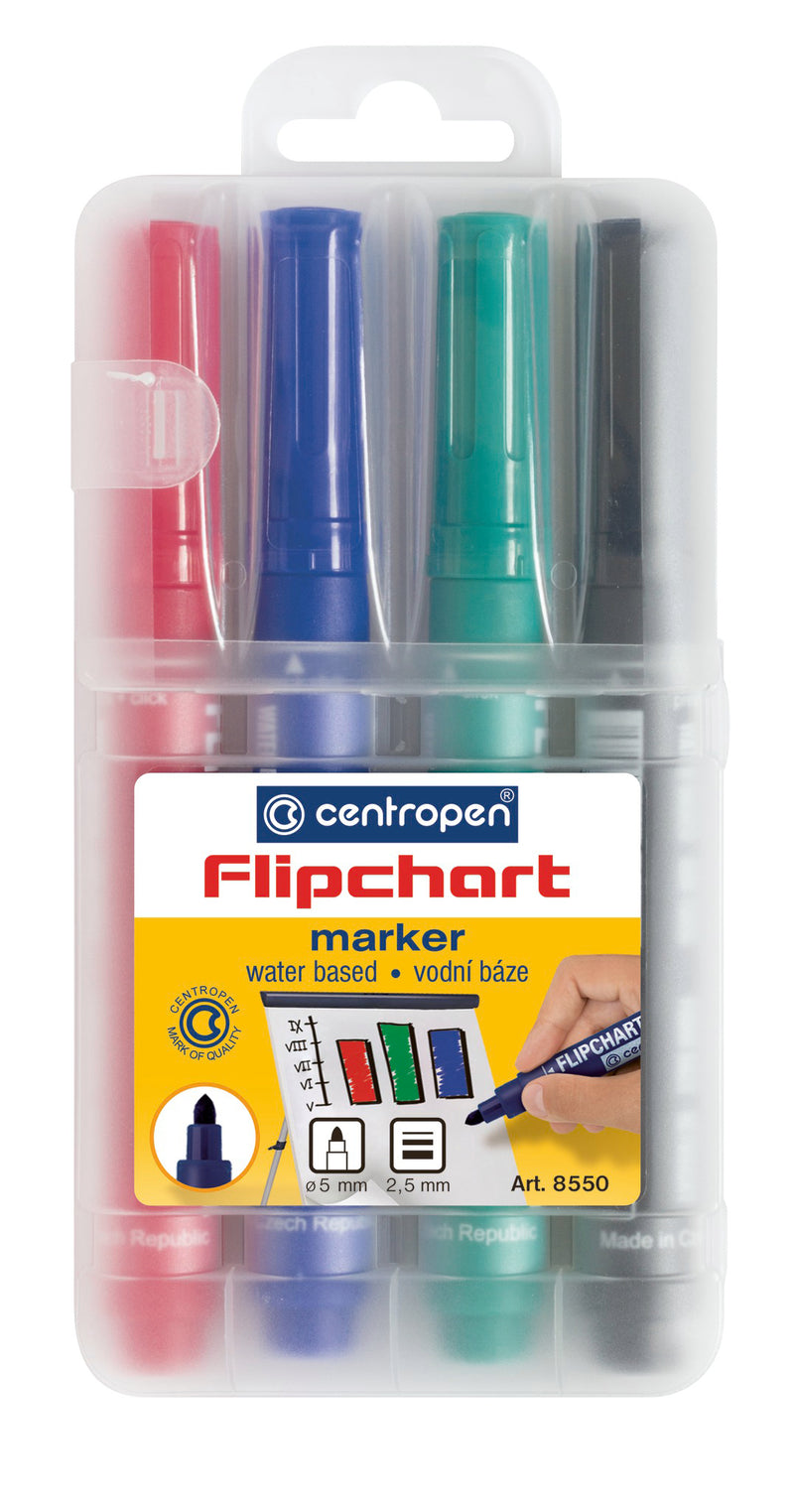 Marker Flipchart 8550 2,5 mm Set 4 Buc Centropen