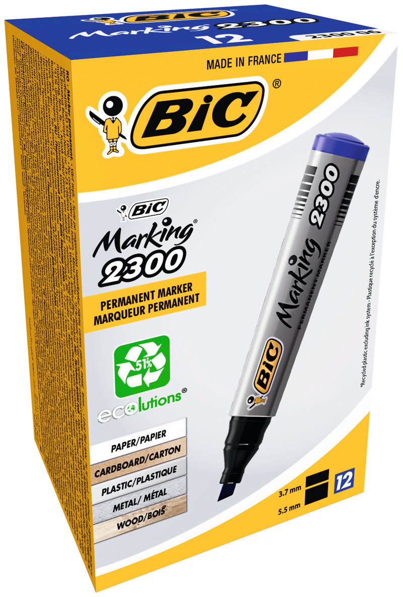 Marker Permanent 2300 Vârf Teșit Albastru BIC