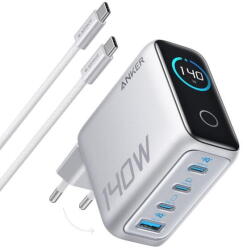 Încărcător Rețea 140W 3x USB-C 1x USB-A Argintiu Anker