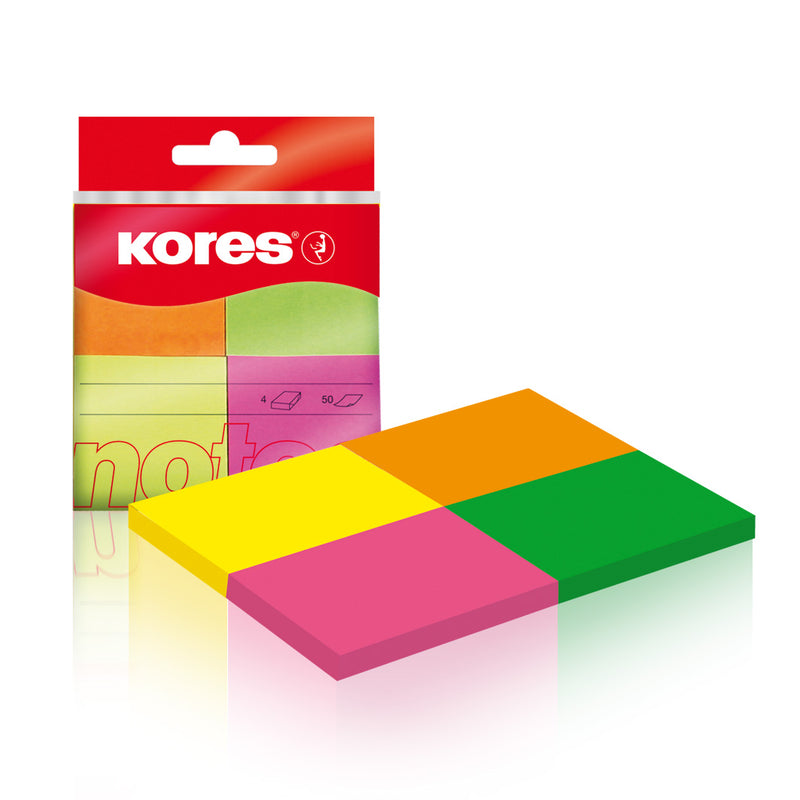 Notes Adeziv 4 Culori Neon 40x50mm 4x50 File - Kores