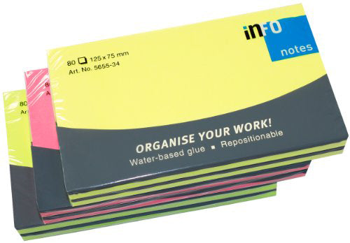 Notes Adeziv 75 x 125 mm Neon Asortat 80 file Global Notes