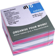 Notes Adeziv 75x75 mm Roz-Violet-Alb 450 file Global Notes