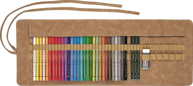 Rollup 30 Creioane Colorate Polychromos + 3 Castell 9000 Faber-Castell