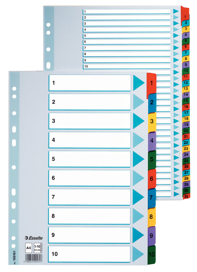 Separatoare Index Carton 1-10 Mylar Esselte