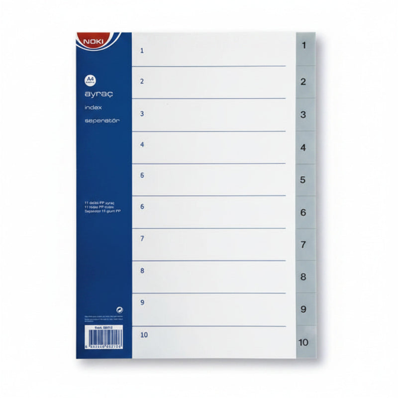 Separator index plastic 1-10 Noki 225 x 297 mm