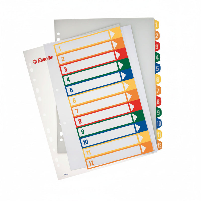 Separator index plastic imprimabil 1-12 Esselte 245 x 305 mm