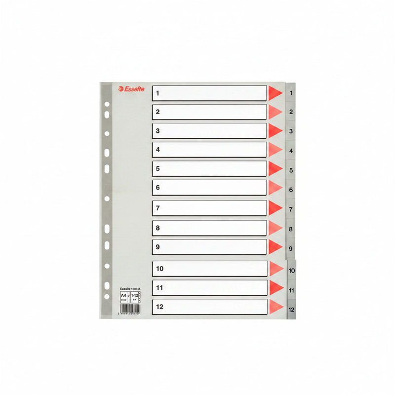 Separator index plastic 1-12 Maxi Esselte 245 x 297 mm