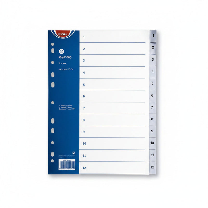 Separator index plastic 1-12 Noki 225 x 297 mm