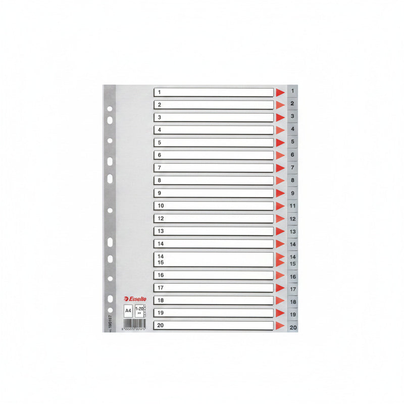 Separator index plastic 1-20 Esselte 225 x 297 mm
