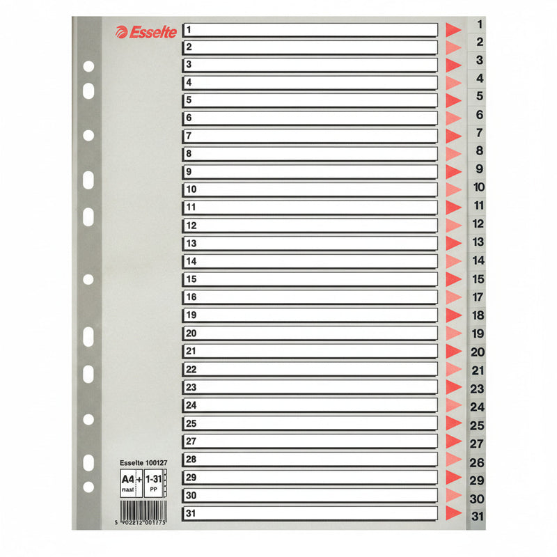 Separator index plastic 1-31 Maxi Esselte 245 x 297 mm
