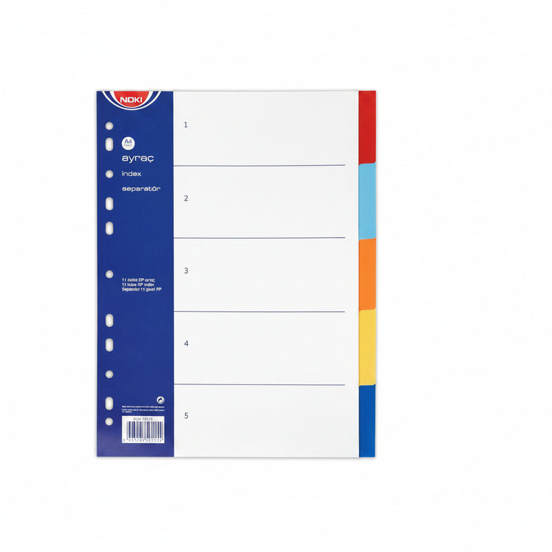 Separator index plastic 5 culori Noki 225 x 297 mm