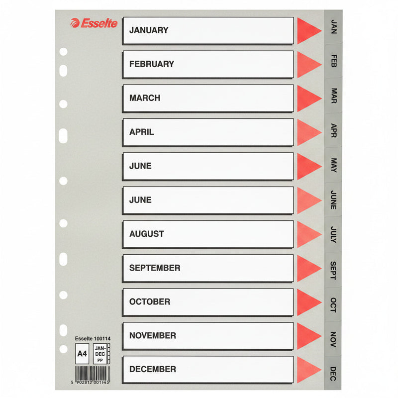 Separator index plastic IAN-DEC Esselte 225 x 297 mm