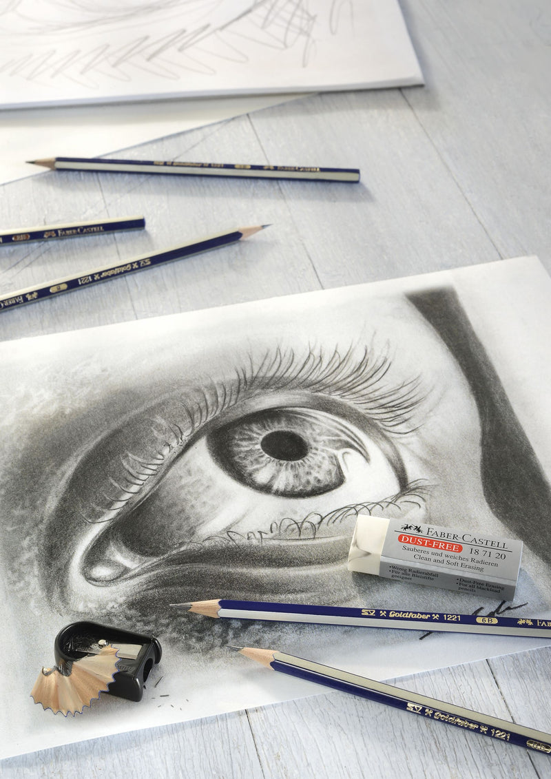 Set 6 Creioane Grafit Goldfaber cu Radieră și Ascuțitoare - Faber-Castell
