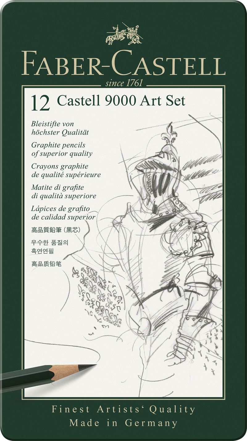Set Artă Creioane Grafit Castell 9000 12 Buc în Cutie Metalică Faber-Castell
