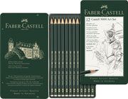 Set Artă Creioane Grafit Castell 9000 12 Buc în Cutie Metalică Faber-Castell