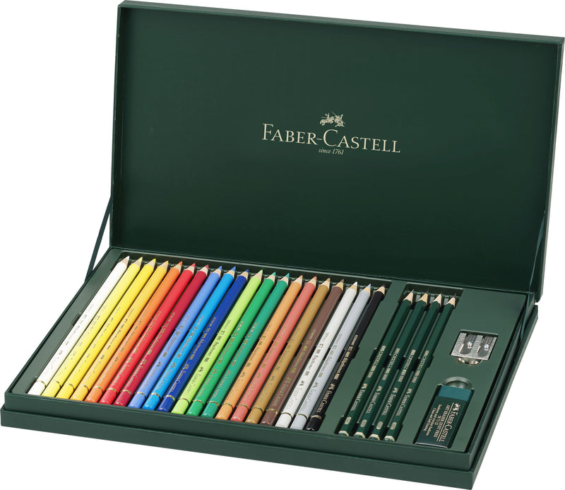 Set Cadou 20 Creioane Colorate Polychromos și 4 Creioane Grafit Castell 9000 Faber-Castell
