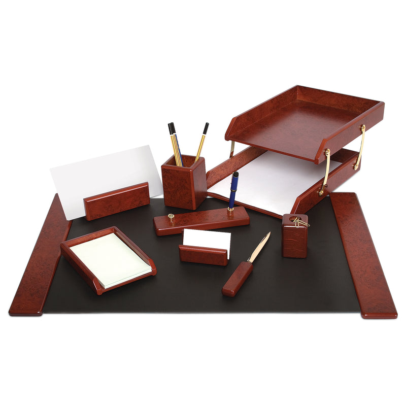 Set de birou din lemn vișiniu 9 piese Forpus