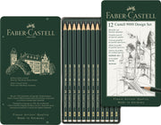 Set Design Creioane Grafit Castell 9000 12 Buc în Cutie Metalică Faber-Castell
