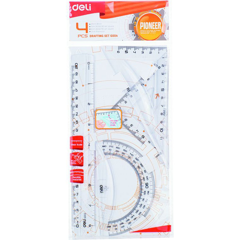Set Geometrie 4 Piese Transparent EG00412 Deli