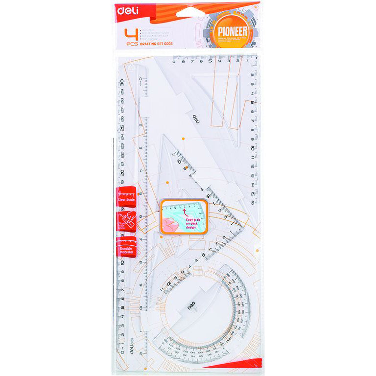 Set Geometrie 4 Piese Transparent EG00512 Deli