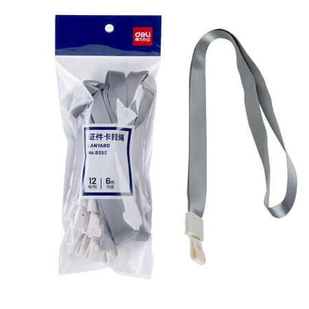 Șnur Textil pentru Ecuson cu Capsă 450 x 10 mm Gri Set 12 Bucăți Deli