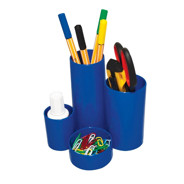Suport Tubular Birou 4 Compartimente Albastru, Flaro