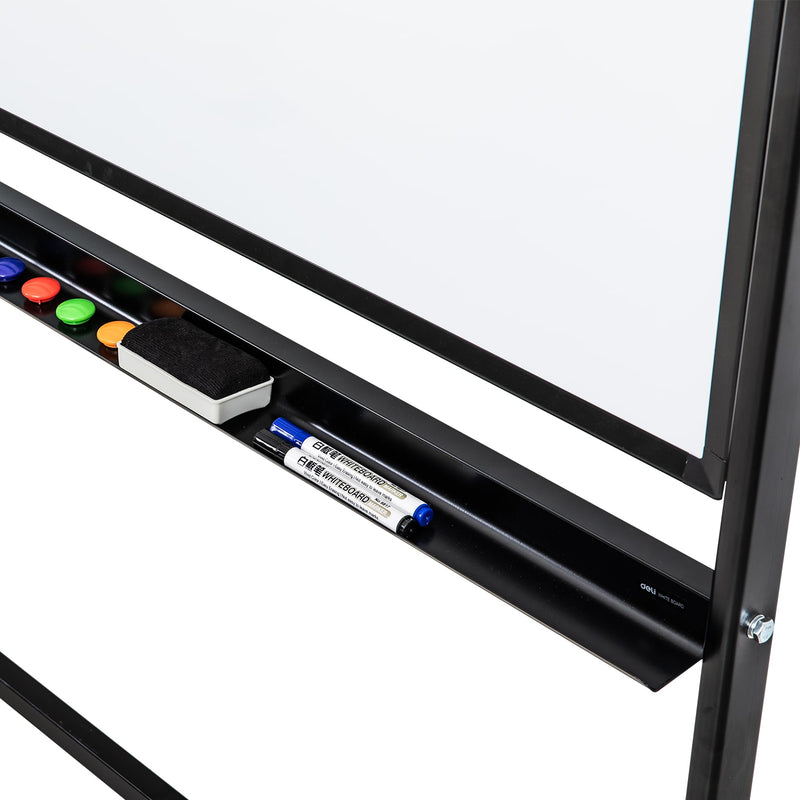 Whiteboard Magnetic Mobil 90 x 120 cm cu Ramă din Aluminiu Deli