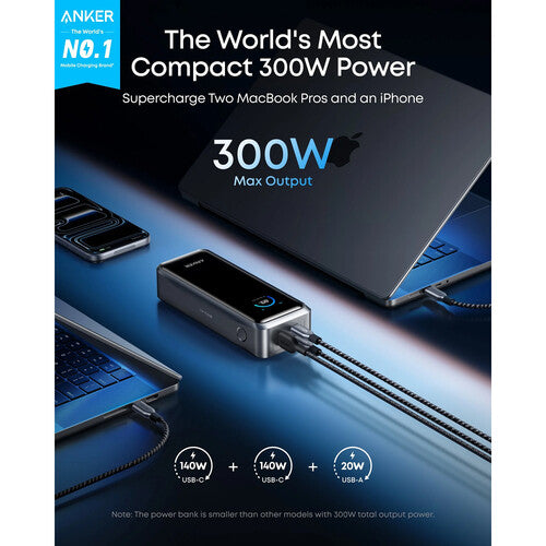 Baterie Externă Prime 26250mAh 300W Display LED Gri - Anker