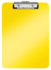 Clipboard Simplu Galben WOW marca Leitz cu clemă metalică pentru fixarea documentelor