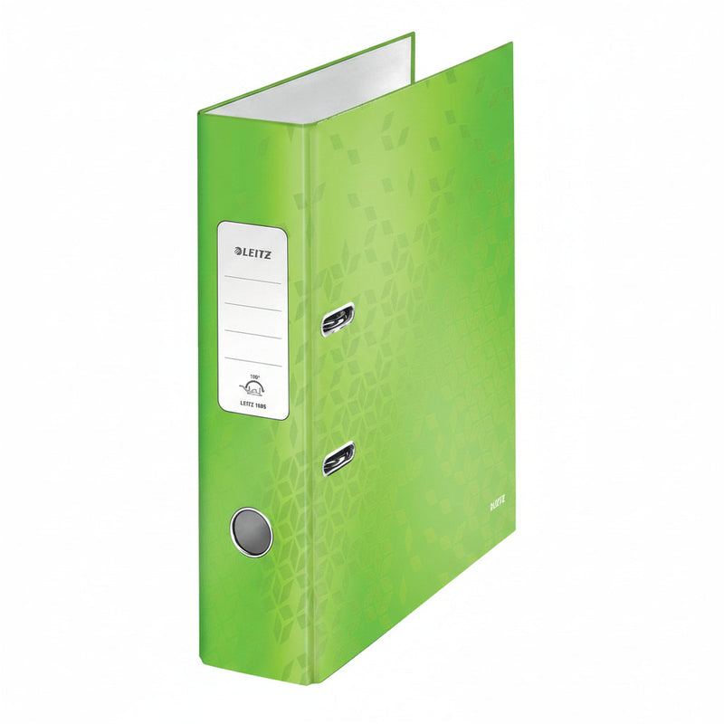 Biblioraft Plastifiat 8 cm 180° Verde WOW marca Leitz pentru organizarea și arhivarea documentelor