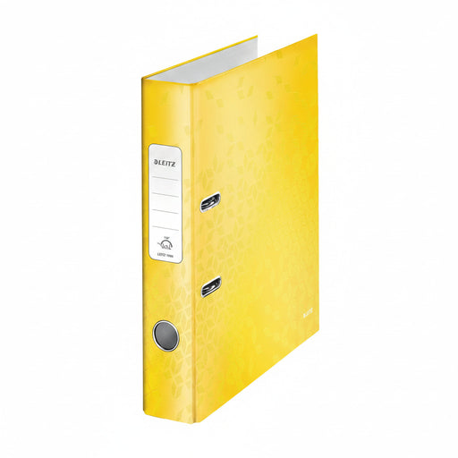 Biblioraft Plastifiat 5.2 cm 180° Galben WOW marca Leitz pentru organizarea și arhivarea documentelor