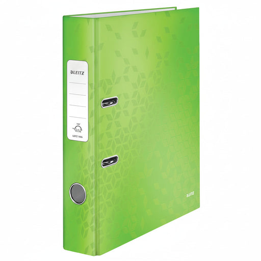 Biblioraft Plastifiat 5.2 cm 180° Verde WOW marca Leitz pentru organizarea și arhivarea documentelor
