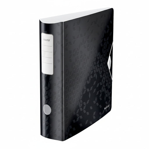 Biblioraft Plastifiat 8.2 cm 180° Negru Active WOW marca Leitz pentru organizarea și arhivarea documentelor