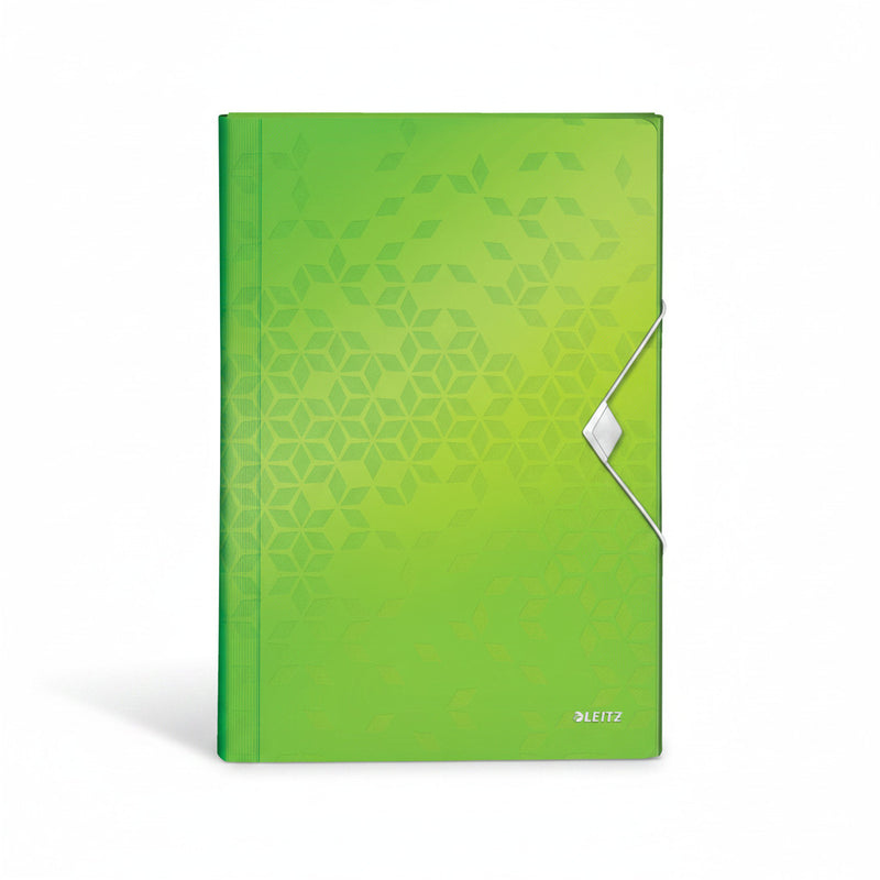 Mapă plastic 6 compartimente verde tip proiect WOW marca Leitz, mapă din plastic pentru documente