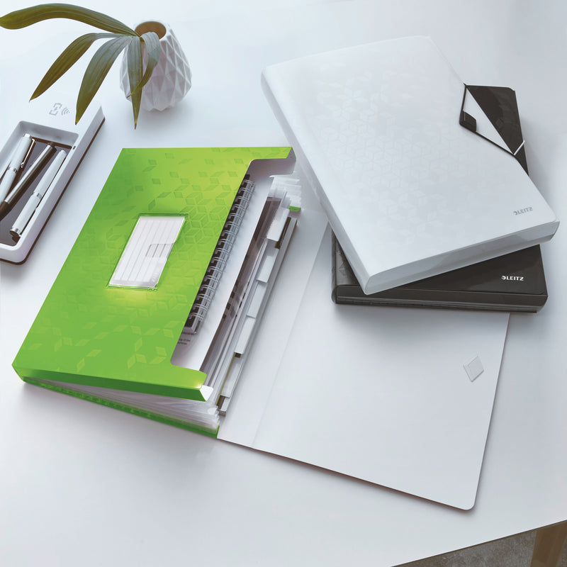 Mapă plastic 6 compartimente verde tip proiect WOW - Leitz