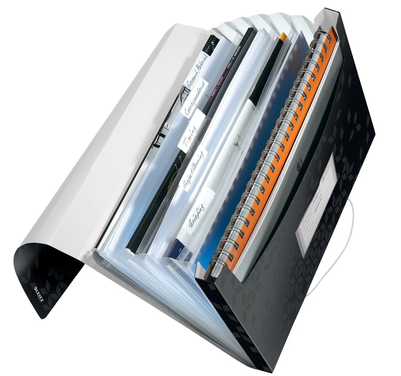 Mapă plastic 6 compartimente negru tip proiect WOW - Leitz