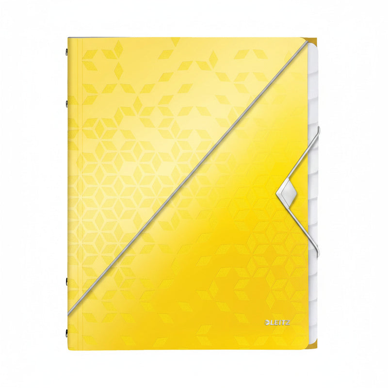 Mapă plastic 12 compartimente galben WOW marca Leitz, mapă din plastic pentru documente