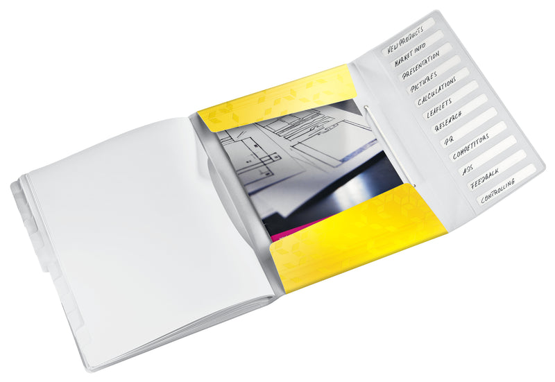 Mapă plastic 12 compartimente galben WOW - Leitz
