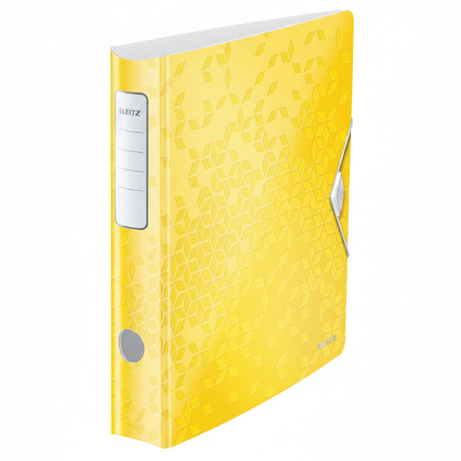 Biblioraft Plastifiat 5 cm 180° Galben Active WOW marca Leitz pentru organizarea și arhivarea documentelor