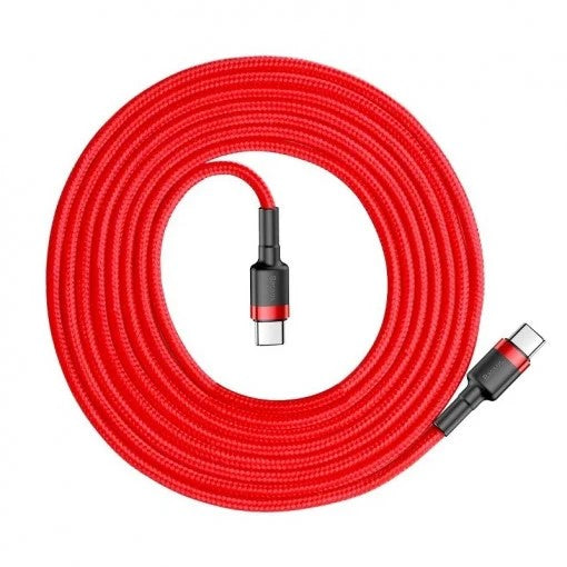 Cablu Cafule USB-C la USB-C 2m 60W Roșu - Baseus