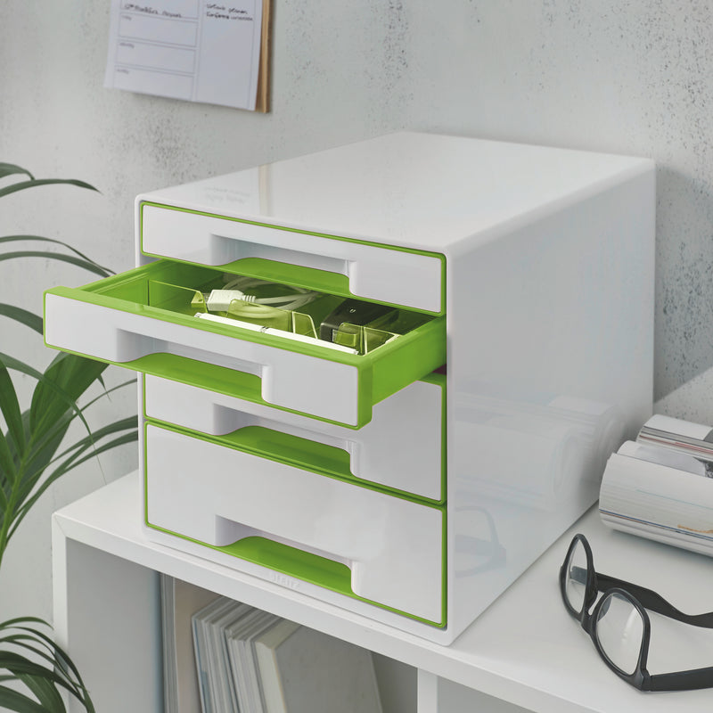 Cabinet 4 Sertare Alb/Verde Wow Leitz