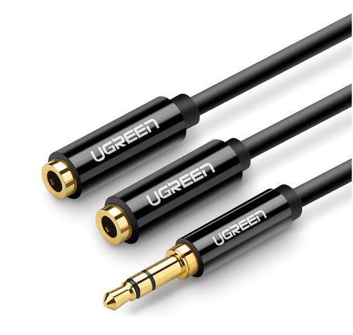 Cablu audio AV134 stereo 3.5 mm jack (T) la 2 x 3.5 mm jack (M) 0.25 m negru - Ugreen