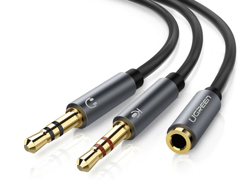 Cablu audio AV140 stereo 2 x 3.5 mm jack (T) la 3.5 mm jack (M) 0.20 m negru - Ugreen