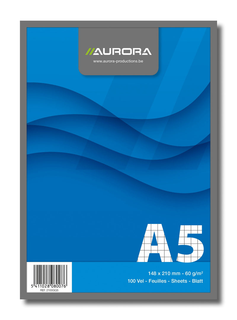 Bloc Notes Capsat Office A5 Aritmetică Microperforații 60g 100 File Aurora, copertă din carton color albastru și microperforații pe latura de sus