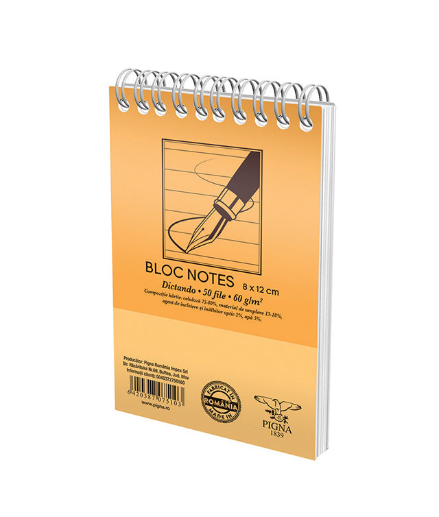 Bloc Notes Spiră Basic A7 Dictando 60g 50 File - Pigna