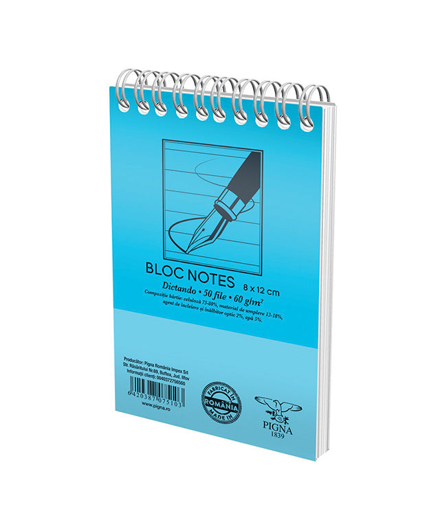 Bloc Notes Spiră Basic A7 Dictando 60g 50 File - Pigna